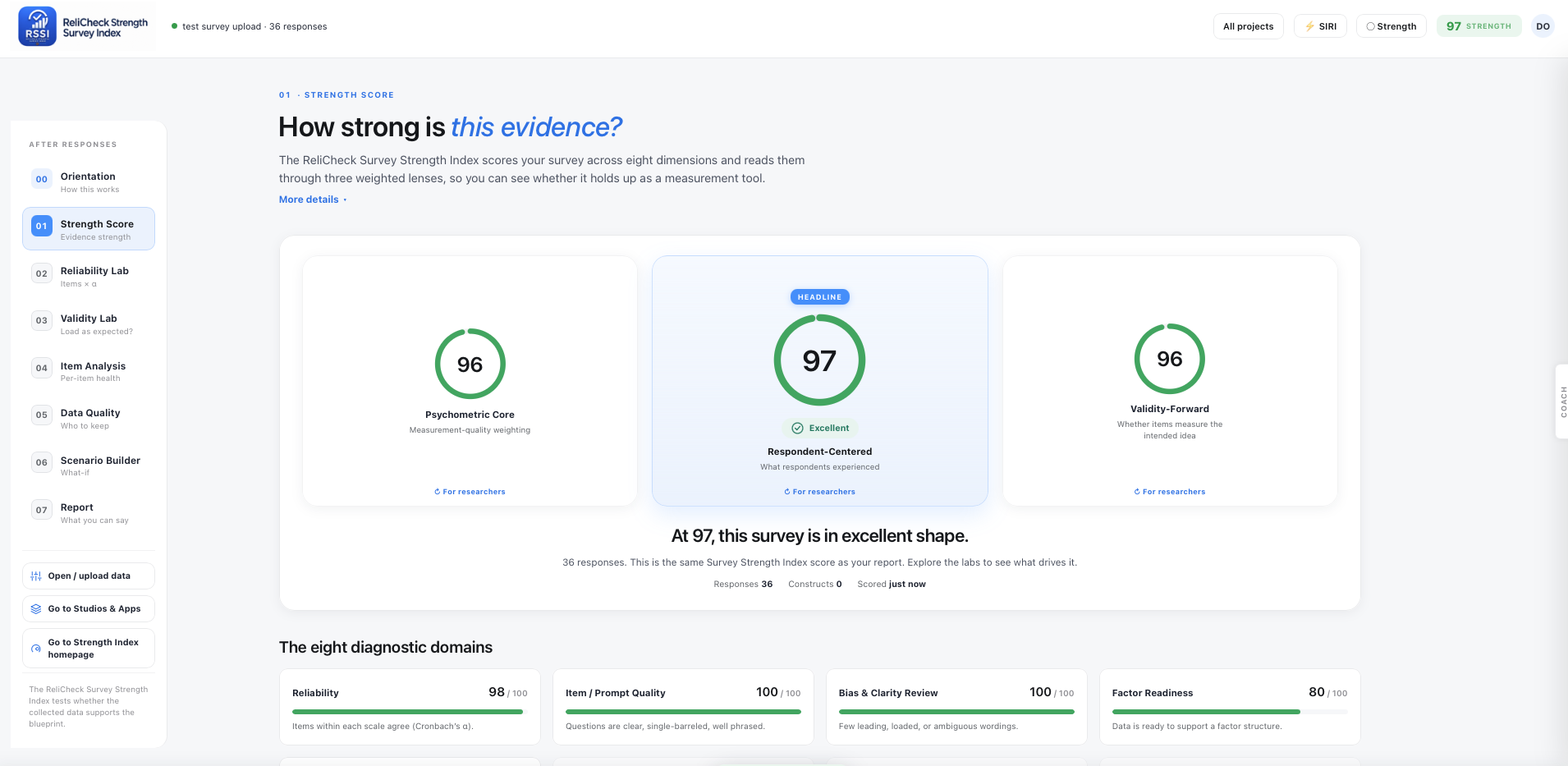 Evidence check scoring collected responses: how strong the data is once it arrives