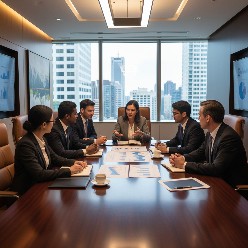 Leaders discussing evidence in a meeting